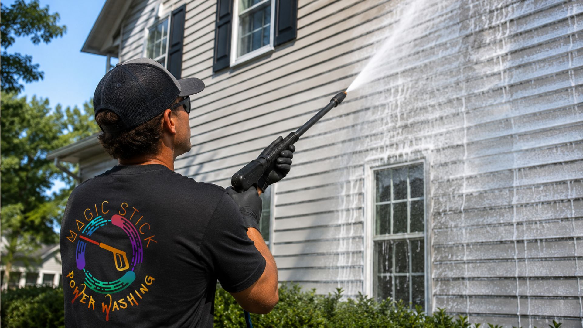 Pressure washing a house in Cleveland, TN